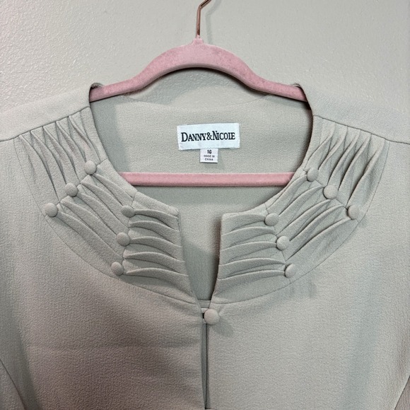 Danny & Nicole Women's 16 Beige Blazer Blouse Button Front Chic Classic Neutral - Picture 2 of 14